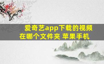 爱奇艺app下载的视频在哪个文件夹 苹果手机